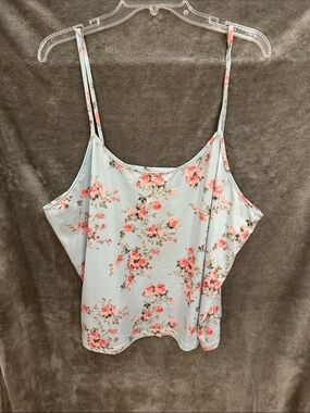 YanYan Light Blue Floral Spaghetti Strap Camisole